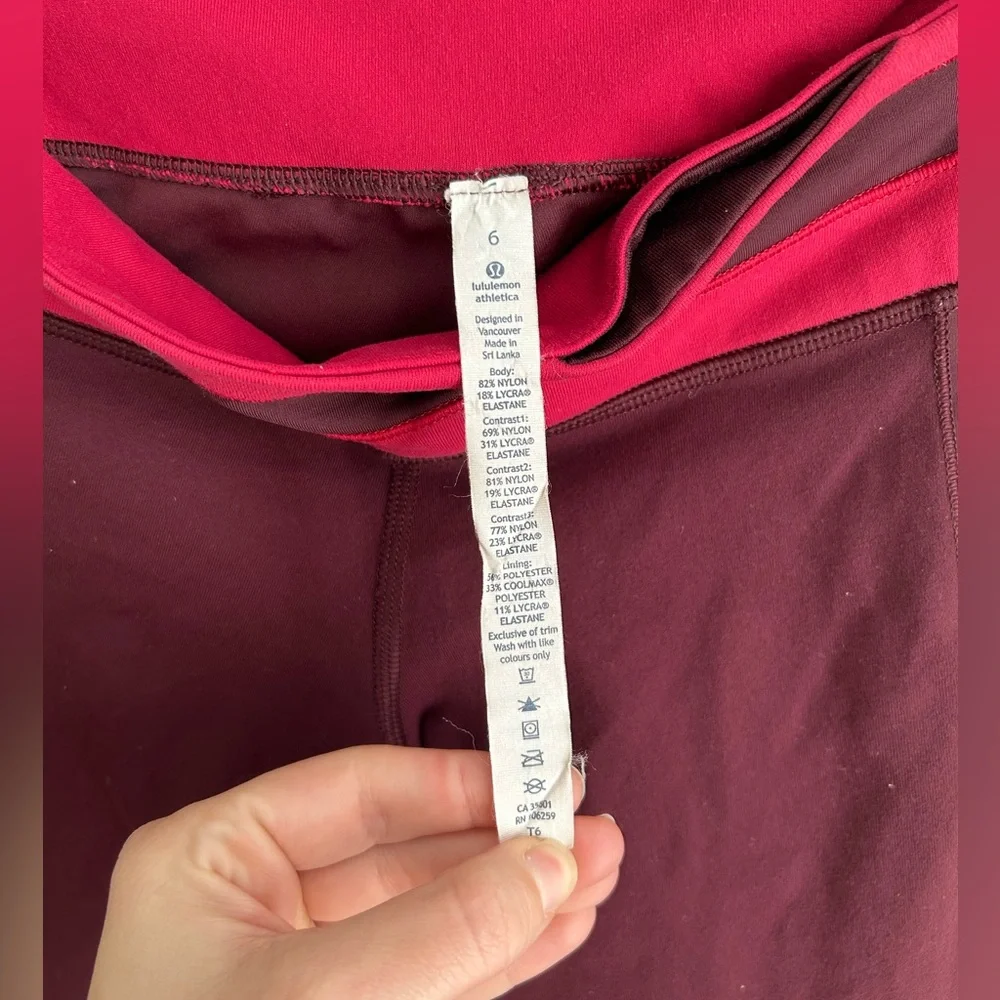 LULULEMON Give Me Qi Crop Bordeaux Leggings - Drama / Cranberry Size 6